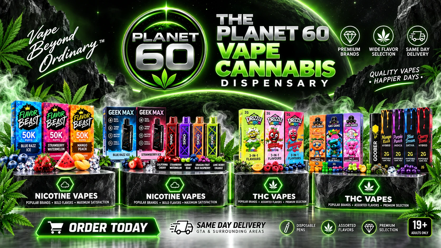 The Planet 60 in Peter Robertson Boulevard, Brampton — nicotine vapes and THC vapes